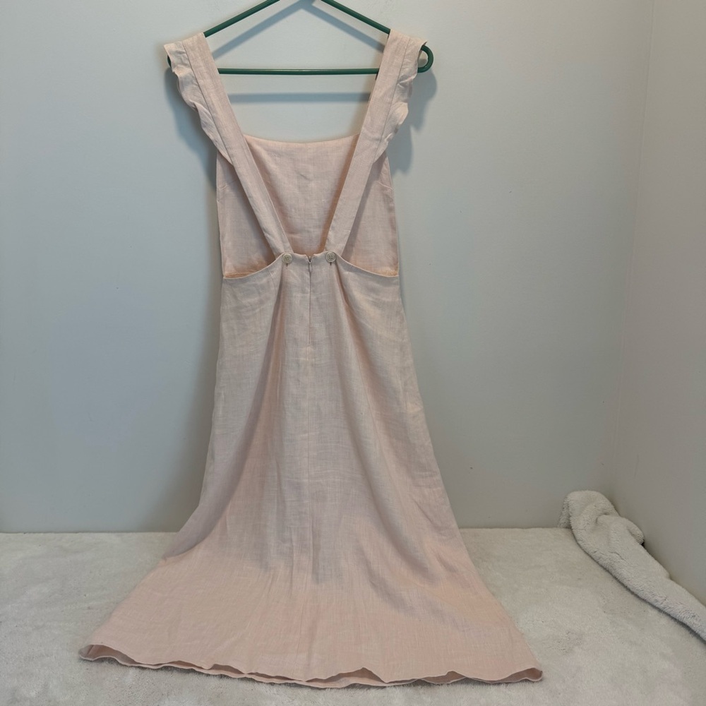 Reformation Linen Midi Length Dress - Pink  size 4 - Picture 9 of 16